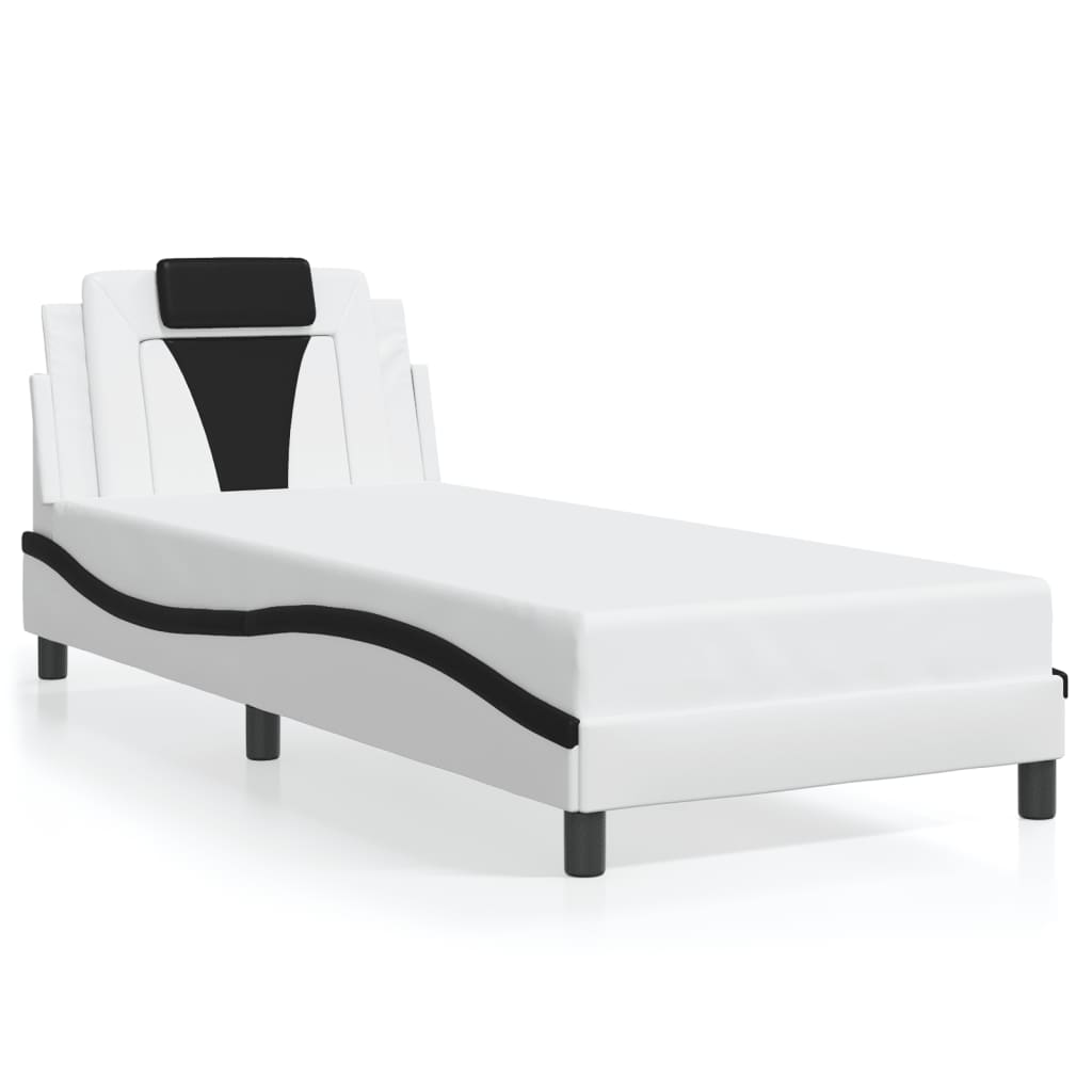 fehér és fekete ágykeret Viana LED-ekkel matrac nélkül 90x190 cm