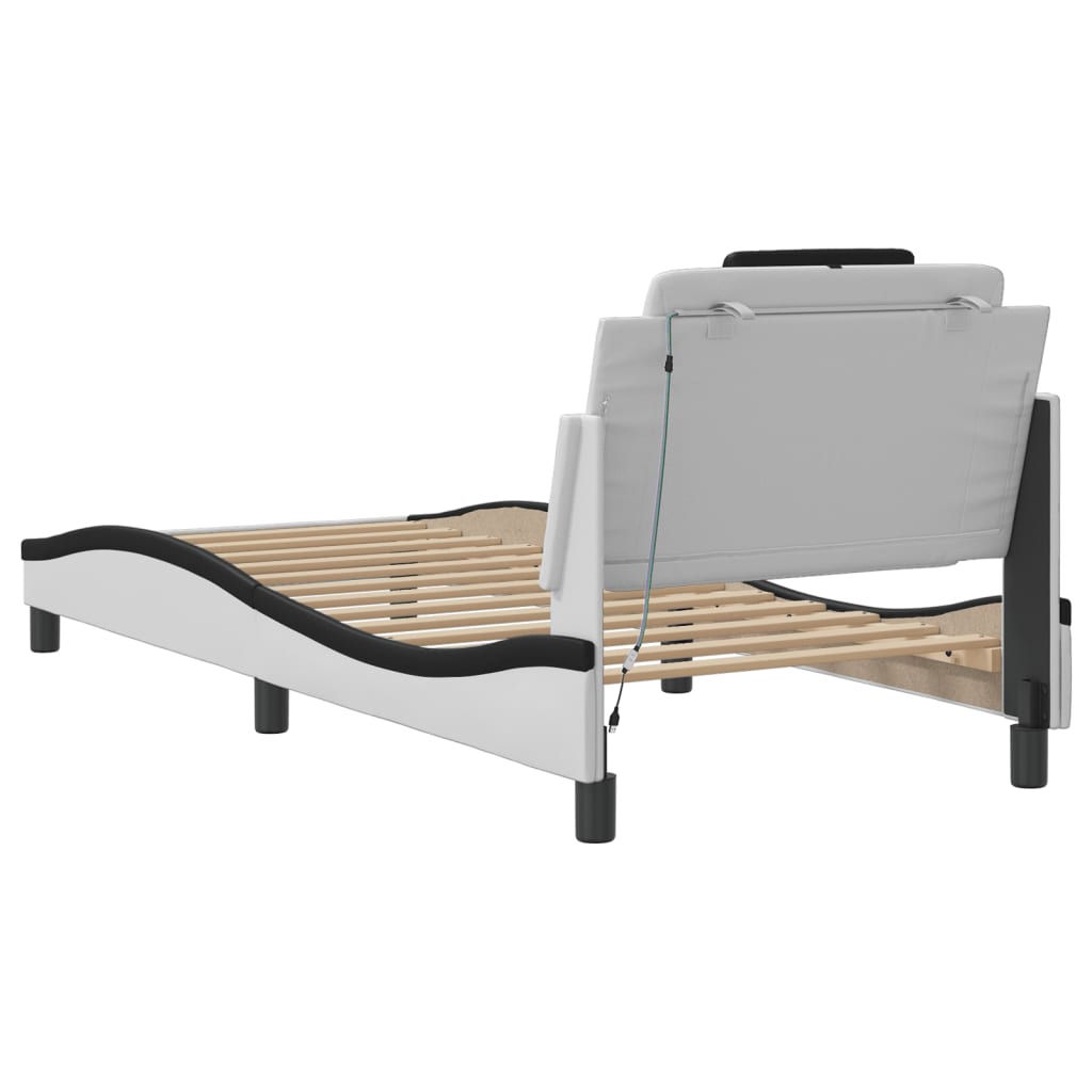 fehér és fekete ágykeret Viana LED-ekkel matrac nélkül 90x190 cm