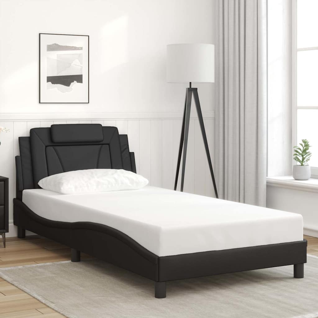 fekete ágykeret Viana LED-ekkel matrac nélkül 100 x 200 cm