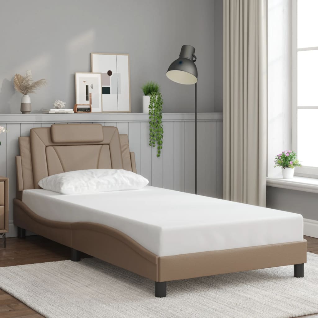 cappuccino színű ágykeret Viana LED-ekkel matrac nélkül 100 x 200 cm