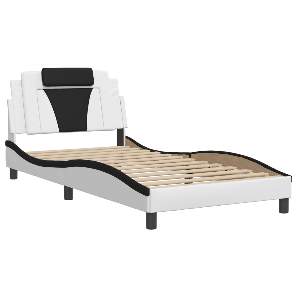 fehér és fekete ágykeret Viana LED-ekkel matrac nélkül 100 x 200 cm