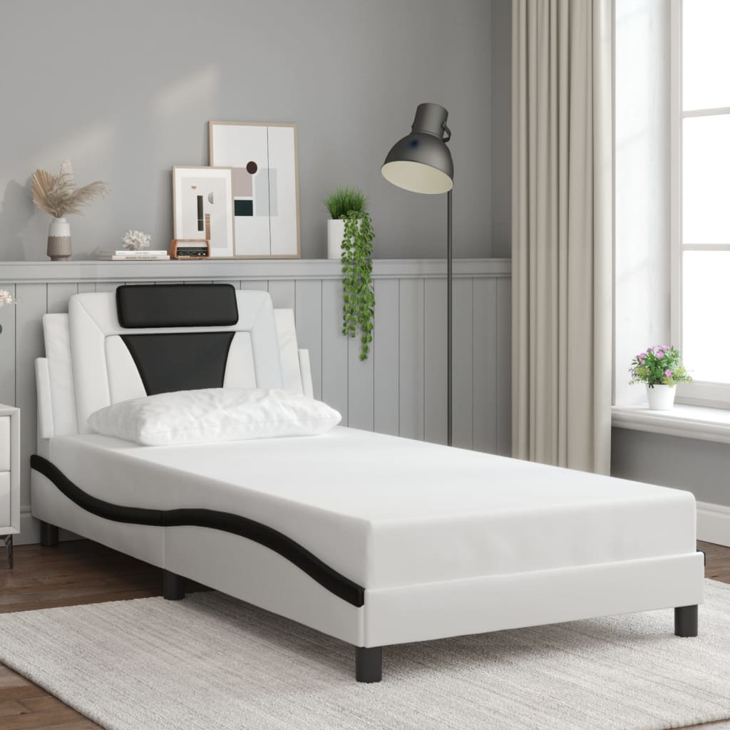 fehér és fekete ágykeret Viana LED-ekkel matrac nélkül 100 x 200 cm