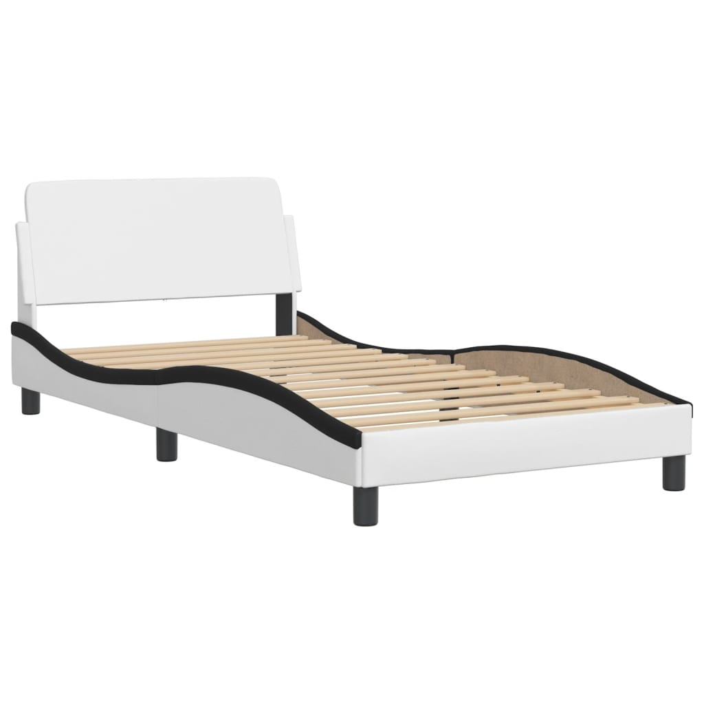 fehér és fekete ágykeret Viana LED-ekkel matrac nélkül 100 x 200 cm