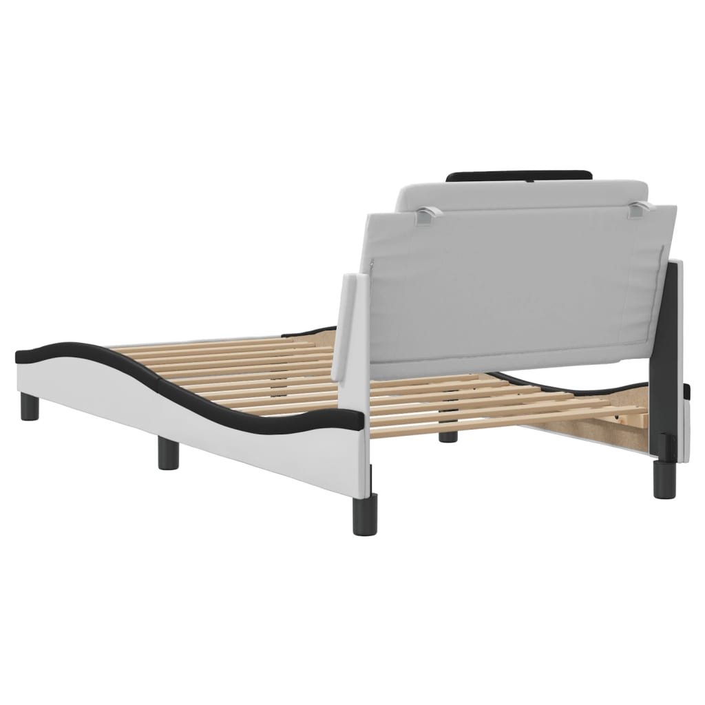fehér és fekete ágykeret Viana LED-ekkel matrac nélkül 100 x 200 cm
