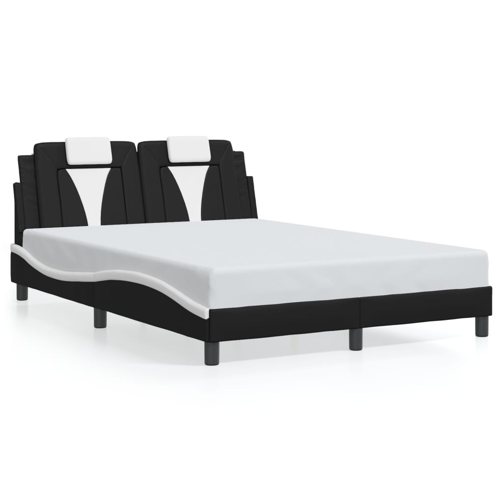 fekete és fehér ágykeret Viana LED-ekkel matrac nélkül 120 x 200 cm