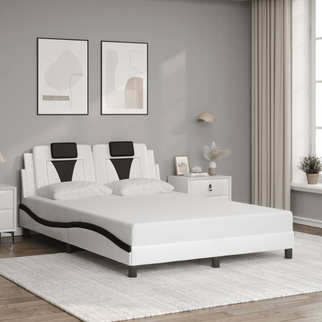 fehér és fekete ágykeret Viana LED-ekkel matrac nélkül 120 x 200 cm