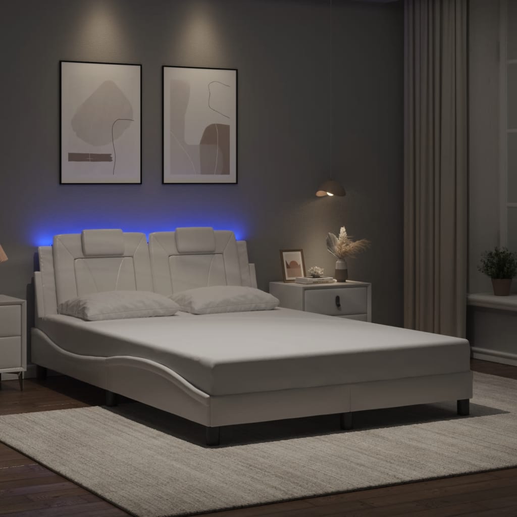 fehér ágykeret Viana LED-ekkel matrac nélkül 140 x 190 cm