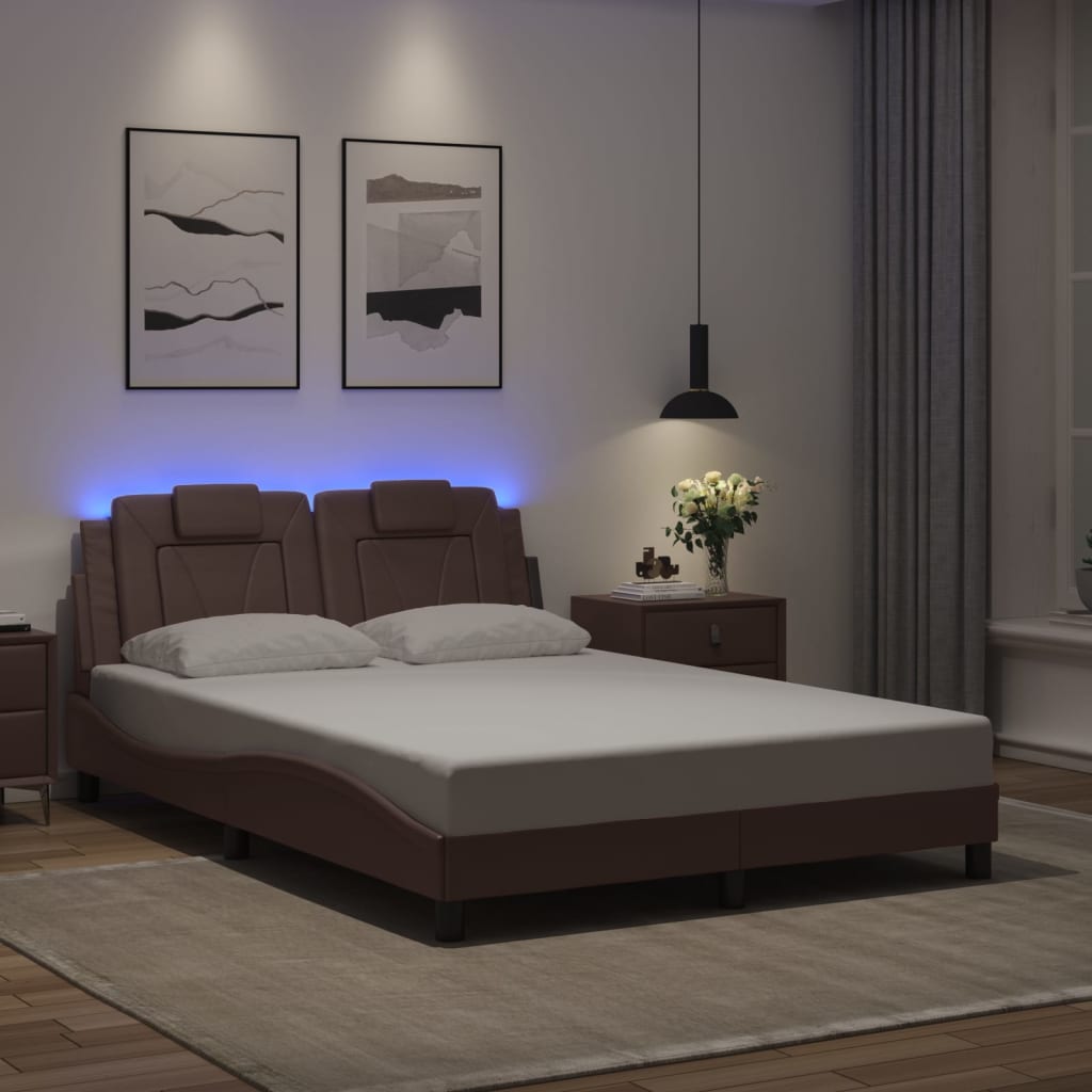 barna ágykeret Viana LED-ekkel matrac nélkül 140 x 190 cm