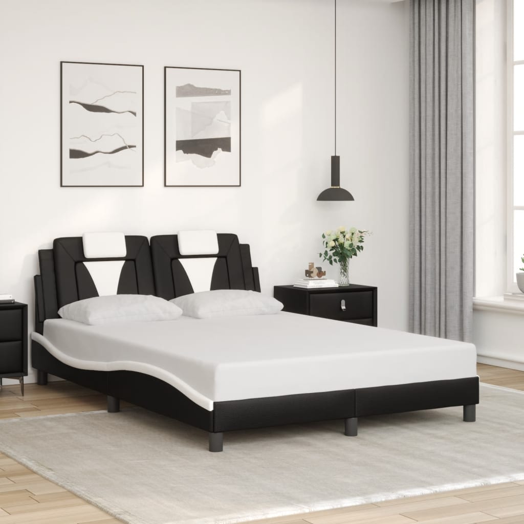 fekete és fehér ágykeret Viana LED-ekkel matrac nélkül 140 x 190 cm