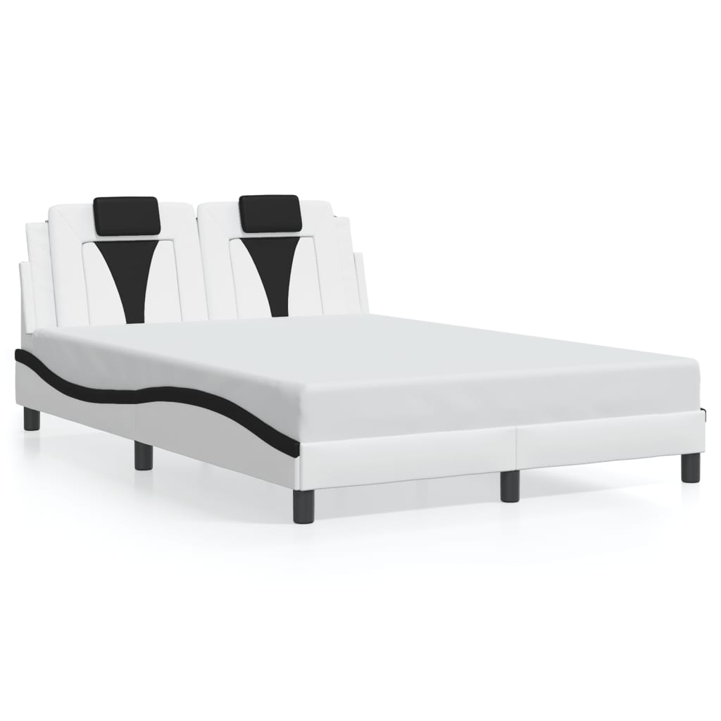 fehér és fekete ágykeret Viana LED-ekkel matrac nélkül 140 x 190 cm