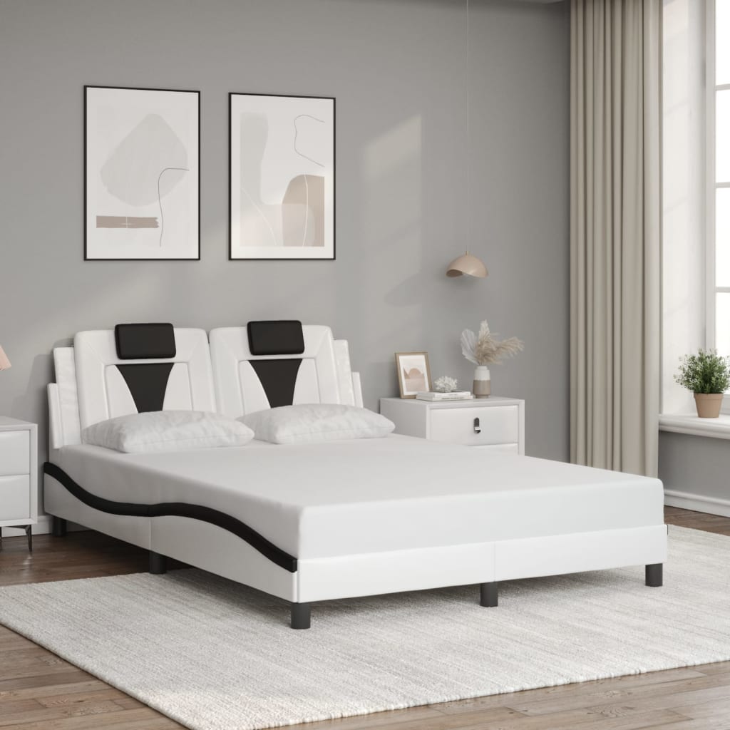fehér és fekete ágykeret Viana LED-ekkel matrac nélkül 140 x 200 cm