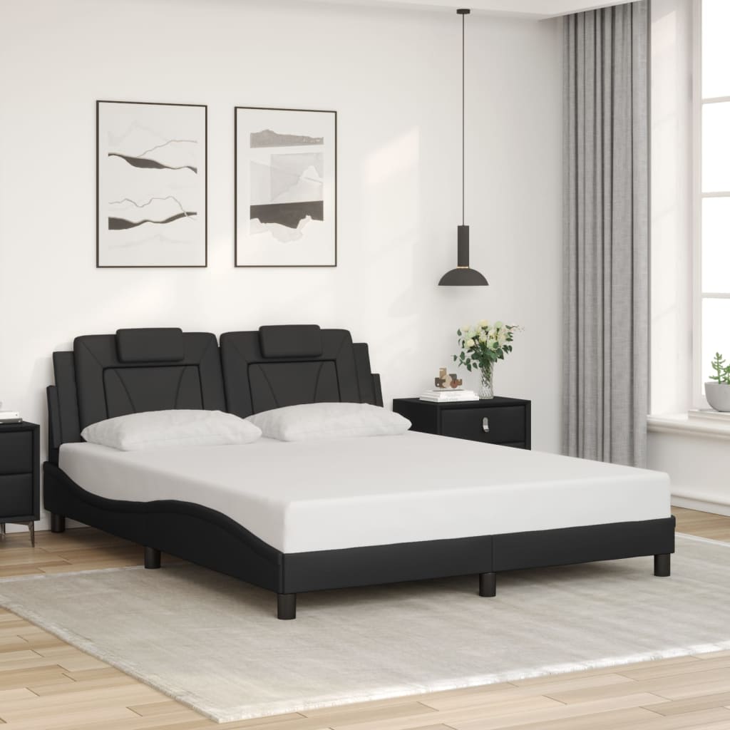 fekete ágykeret Viana LED-ekkel matrac nélkül 160 x 200 cm