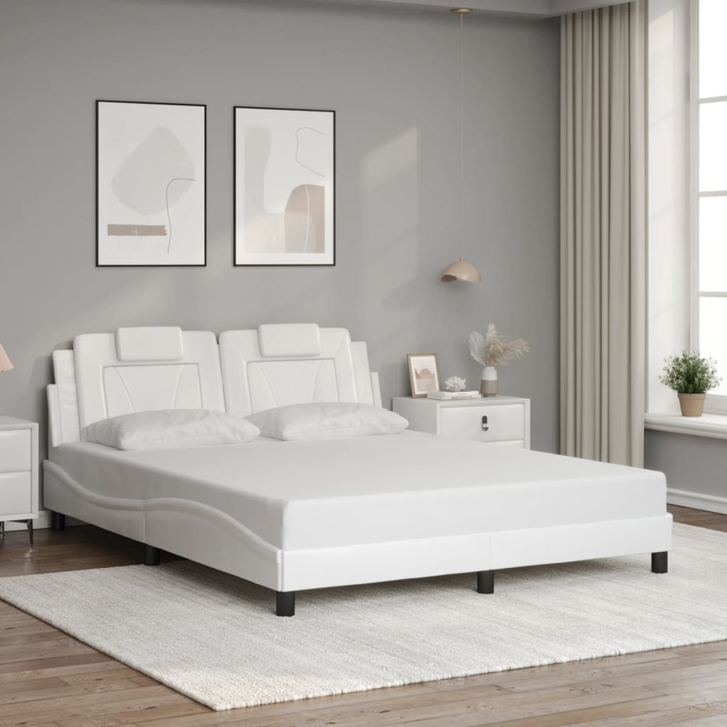 fehér ágykeret Viana LED-ekkel matrac nélkül 160 x 200 cm