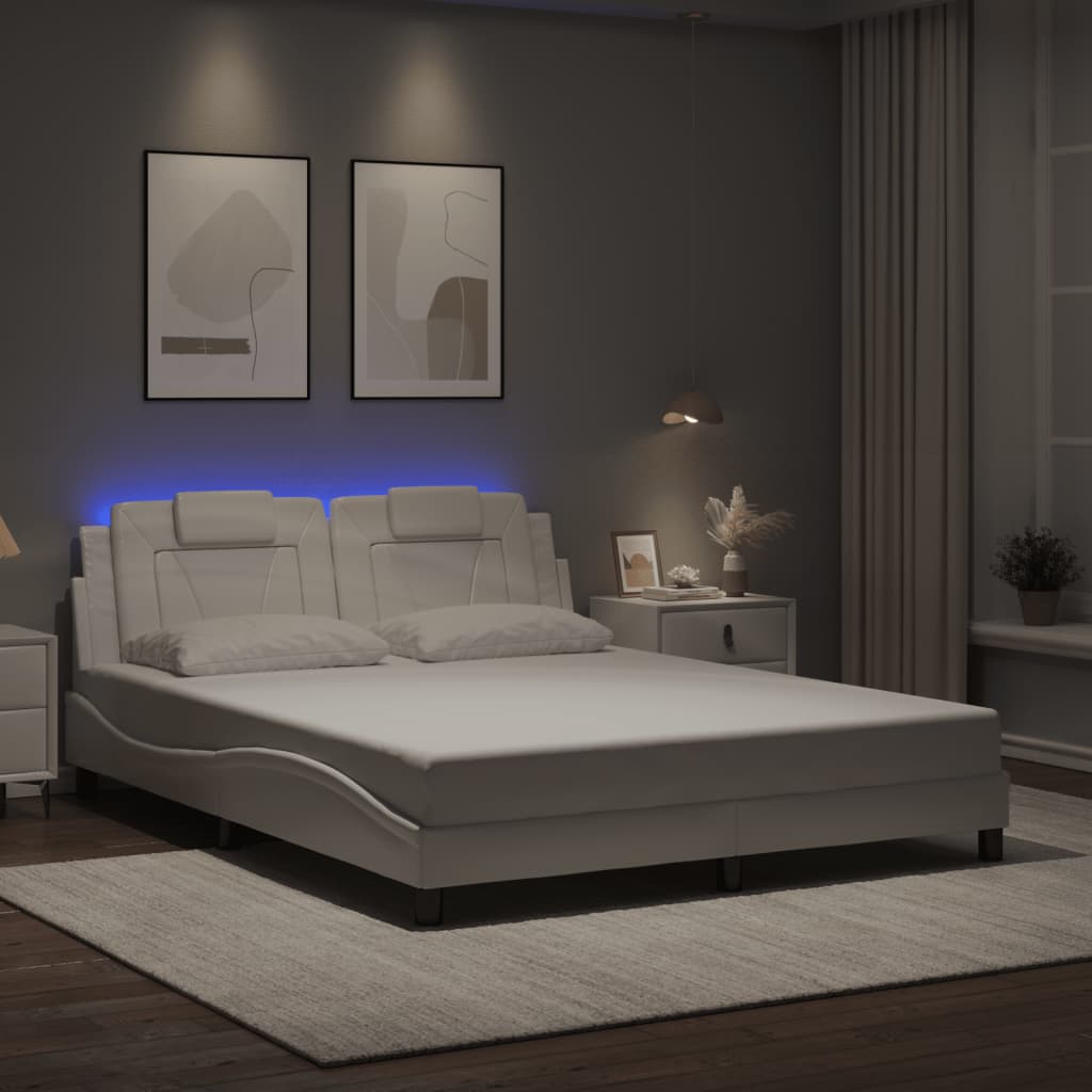 fehér ágykeret Viana LED-ekkel matrac nélkül 160 x 200 cm