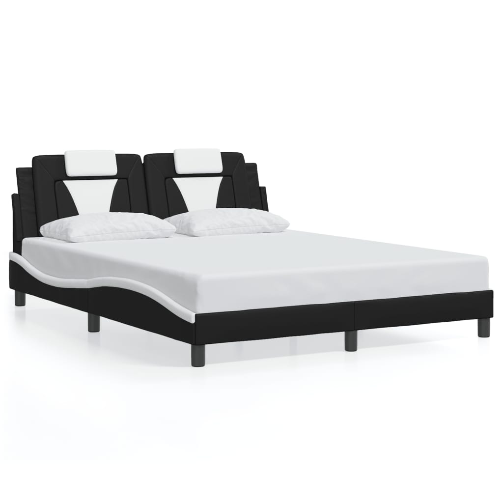 fekete és fehér ágykeret Viana LED-ekkel matrac nélkül 160 x 200 cm