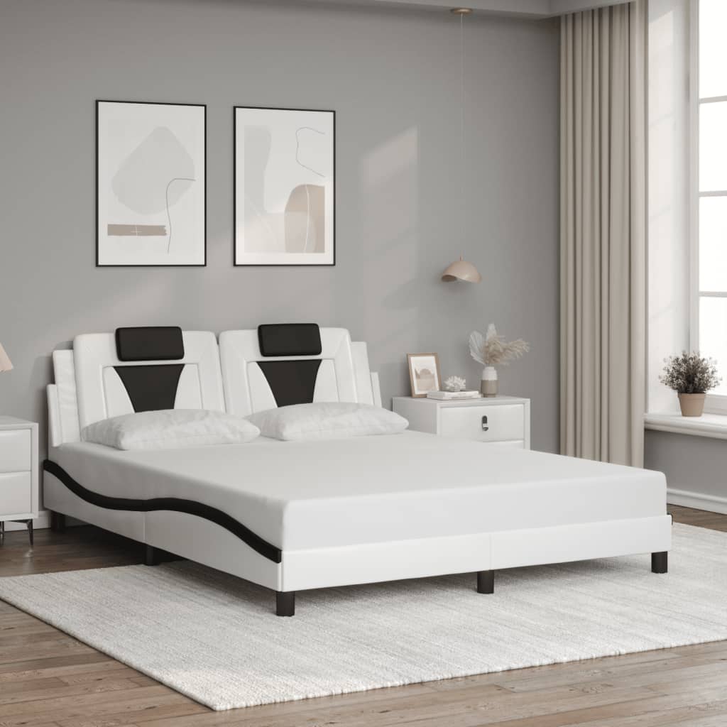fehér és fekete ágykeret Viana LED-ekkel matrac nélkül 160 x 200 cm