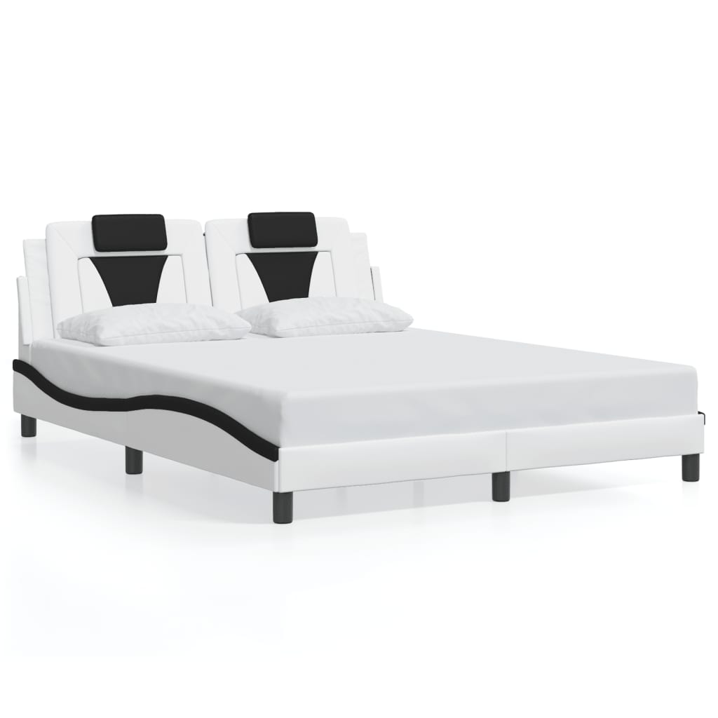 fehér és fekete ágykeret Viana LED-ekkel matrac nélkül 160 x 200 cm