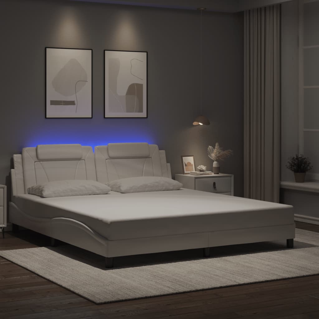 fehér ágykeret Viana LED-ekkel matrac nélkül 180 x 200 cm