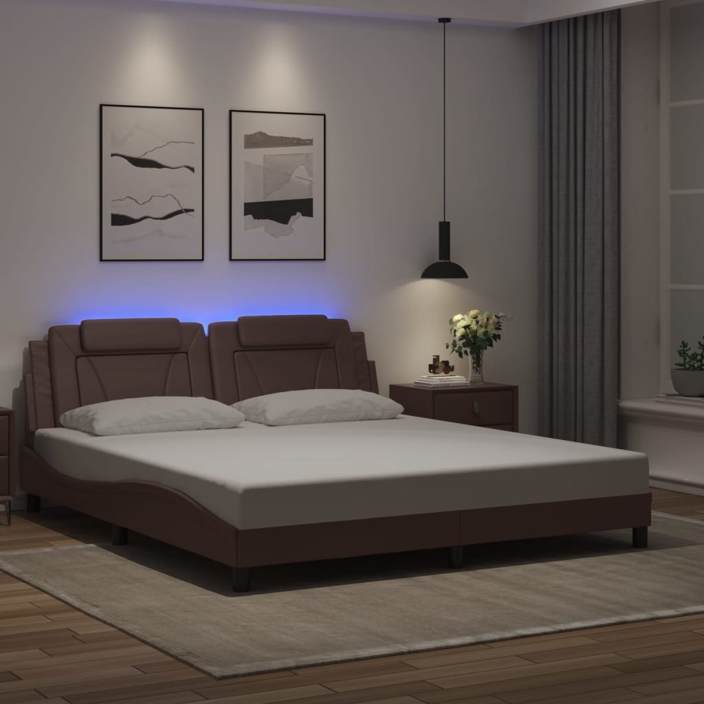barna ágykeret Viana LED-ekkel matrac nélkül 180 x 200 cm