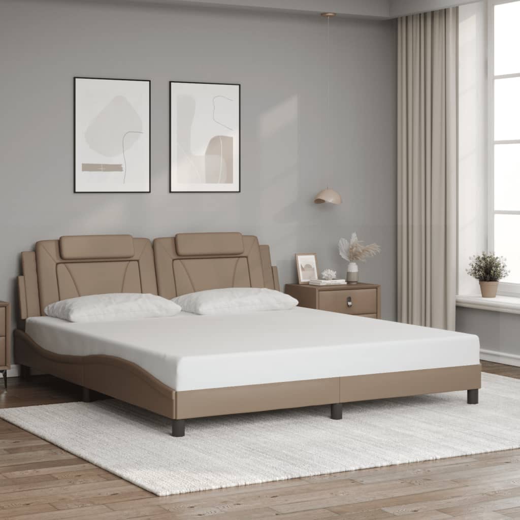 kávészínű ágykeret Viana LED-ekkel matrac nélkül 180 x 200 cm