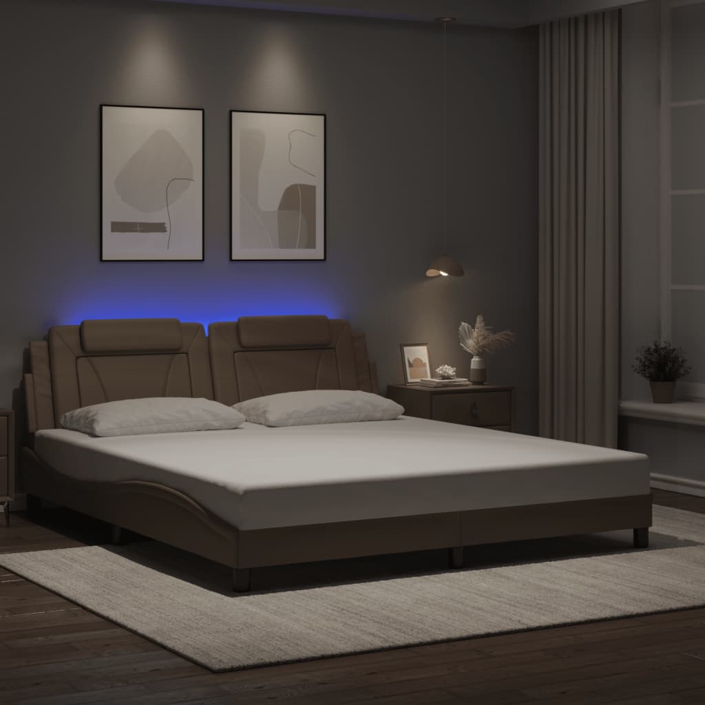 kávészínű ágykeret Viana LED-ekkel matrac nélkül 180 x 200 cm