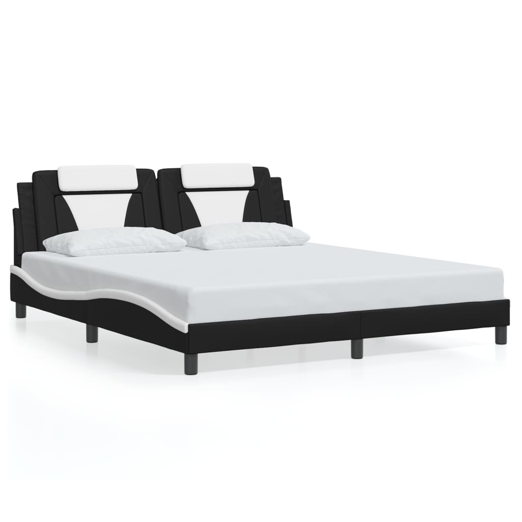fekete és fehér ágykeret Viana LED-ekkel matrac nélkül 180 x 200 cm