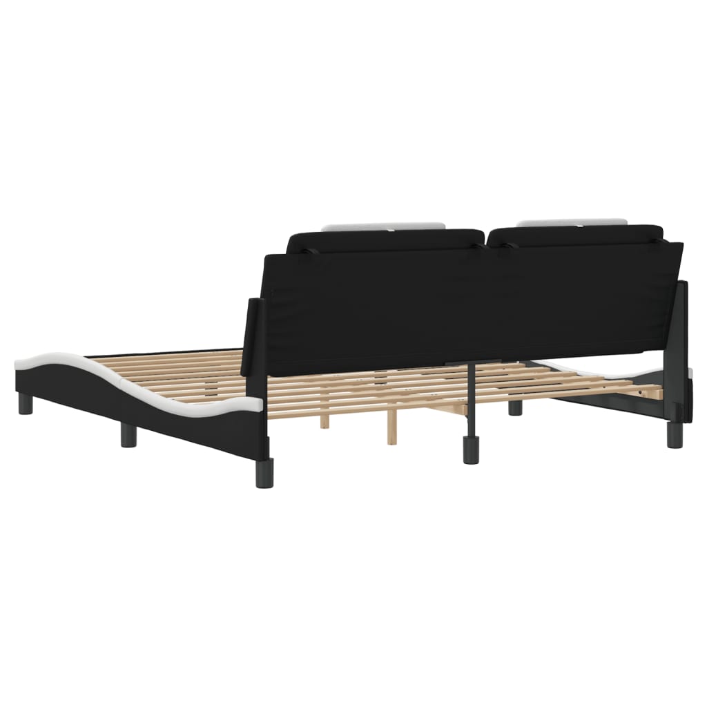 fekete és fehér ágykeret Viana LED-ekkel matrac nélkül 180 x 200 cm