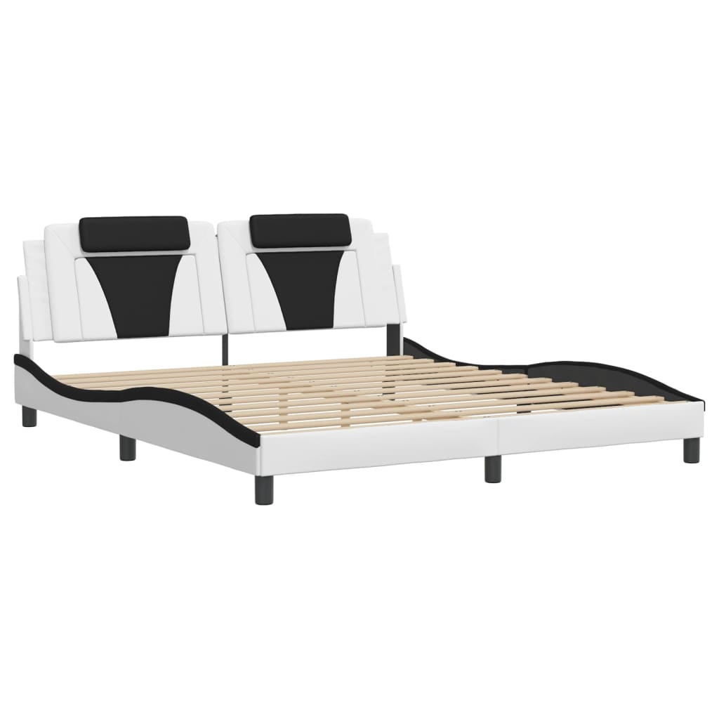 fehér és fekete ágykeret Viana LED-ekkel matrac nélkül 180 x 200 cm