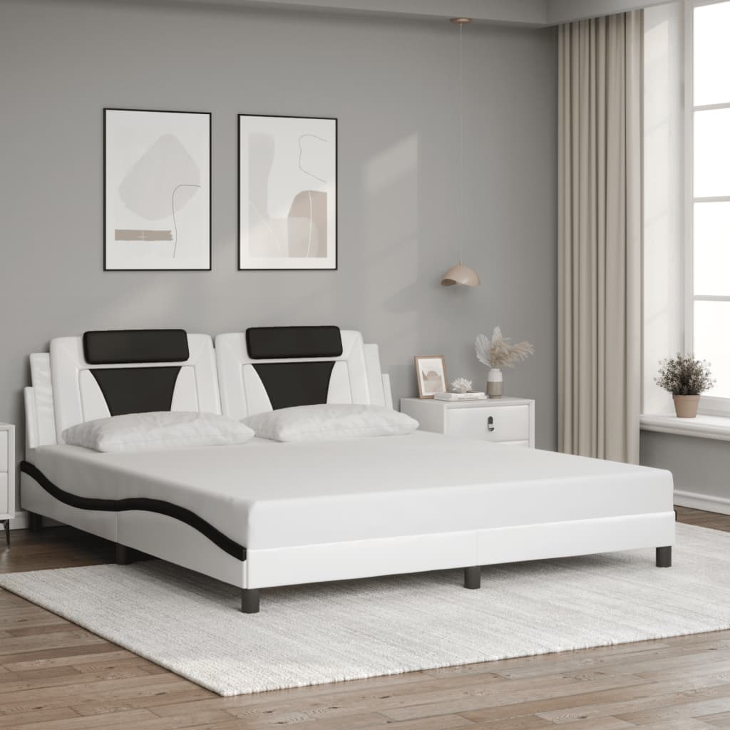 fehér és fekete ágykeret Viana LED-ekkel matrac nélkül 180 x 200 cm