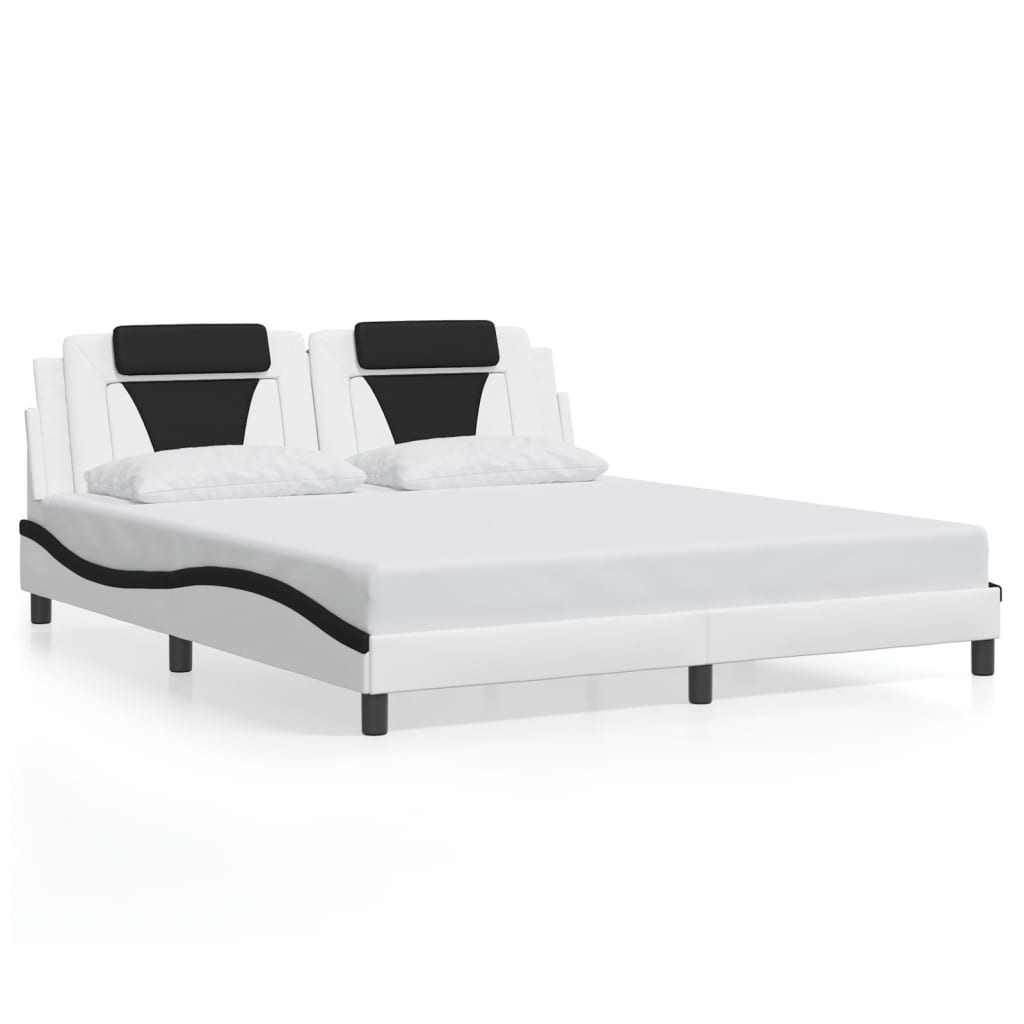 fehér és fekete ágykeret Viana LED-ekkel matrac nélkül 180 x 200 cm