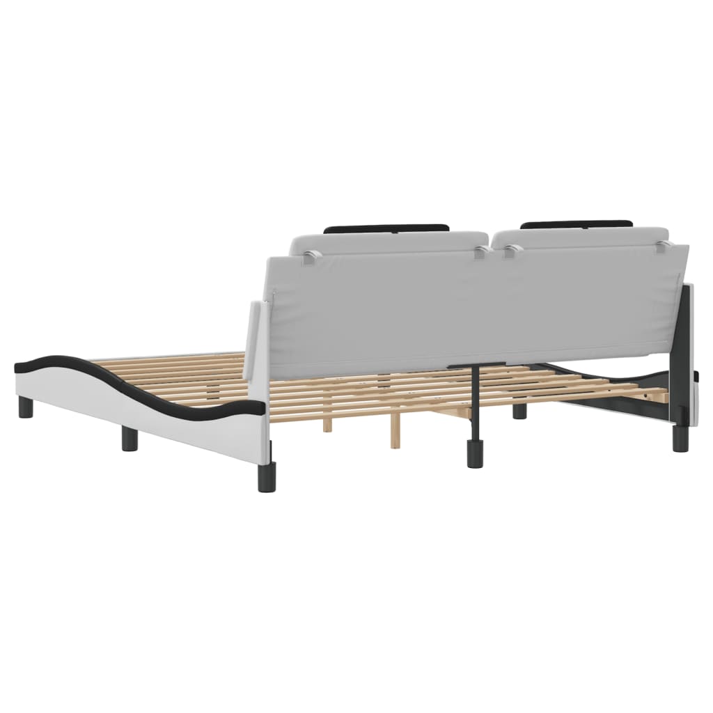 fehér és fekete ágykeret Viana LED-ekkel matrac nélkül 180 x 200 cm
