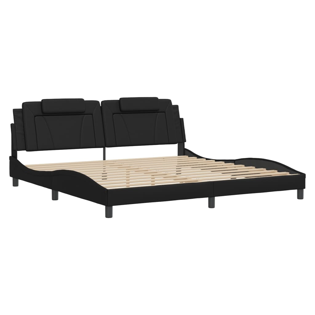 fekete ágykeret Viana LED-ekkel matrac nélkül 200x200 cm