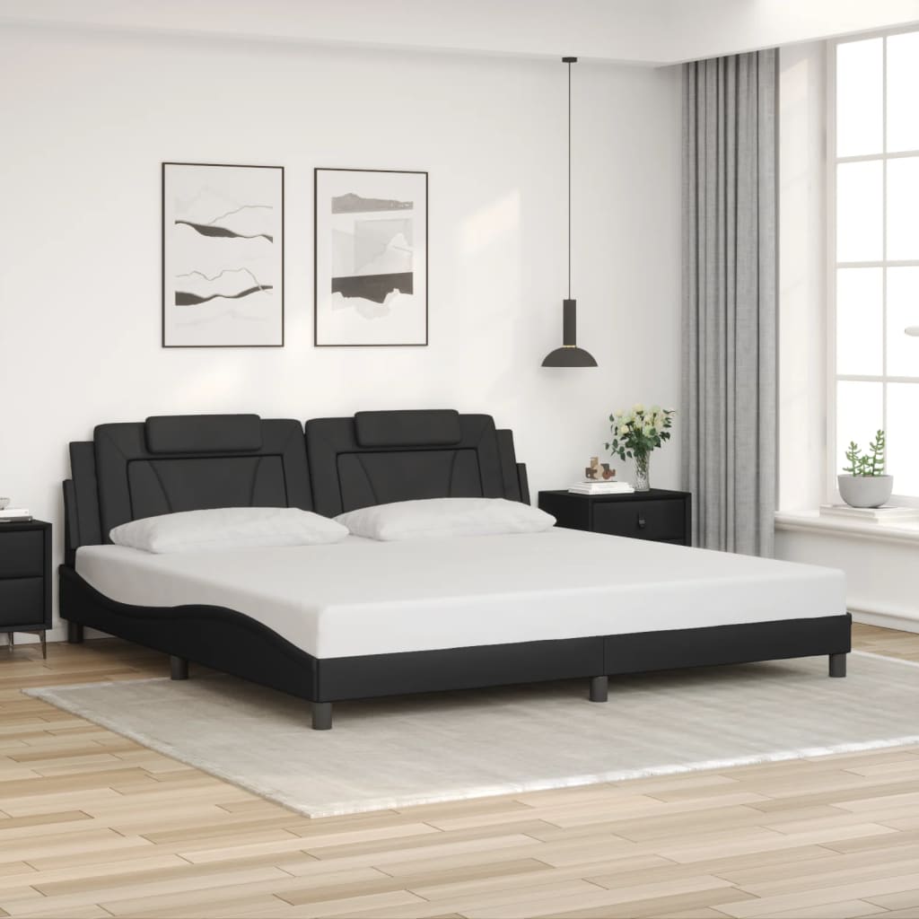 fekete ágykeret Viana LED-ekkel matrac nélkül 200x200 cm