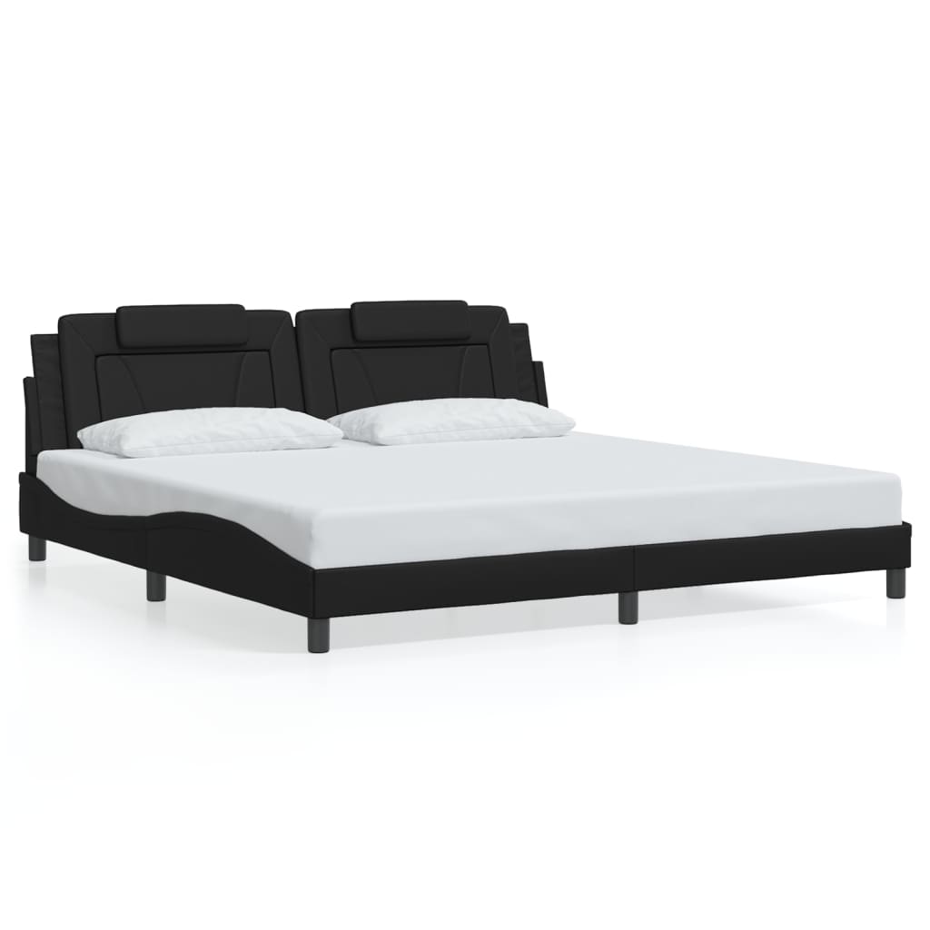 fekete ágykeret Viana LED-ekkel matrac nélkül 200x200 cm