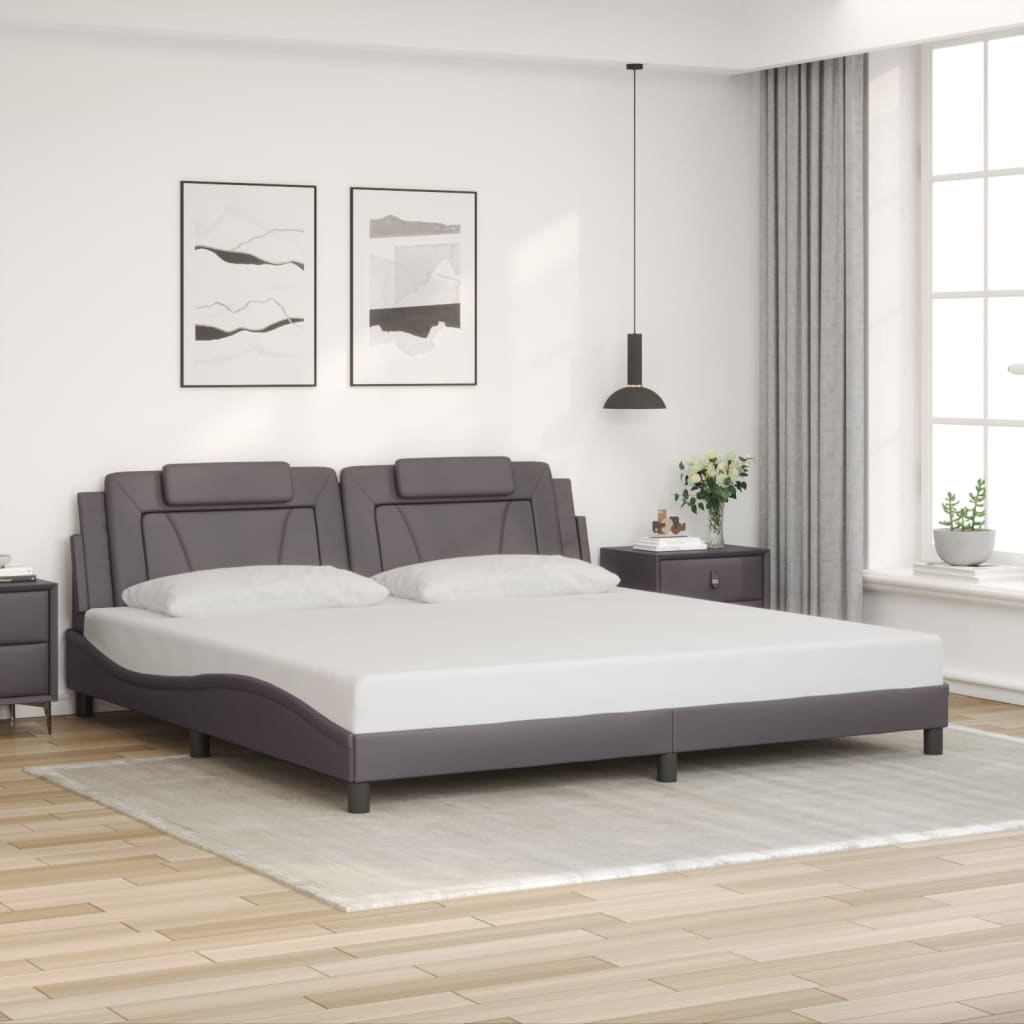 szürke ágykeret Viana LED-ekkel matrac nélkül 200 x 200 cm