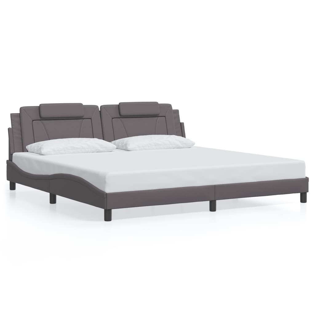 szürke ágykeret Viana LED-ekkel matrac nélkül 200 x 200 cm