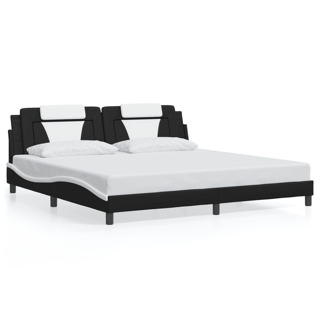 fekete és fehér ágykeret Viana LED-ekkel matrac nélkül 200x200 cm