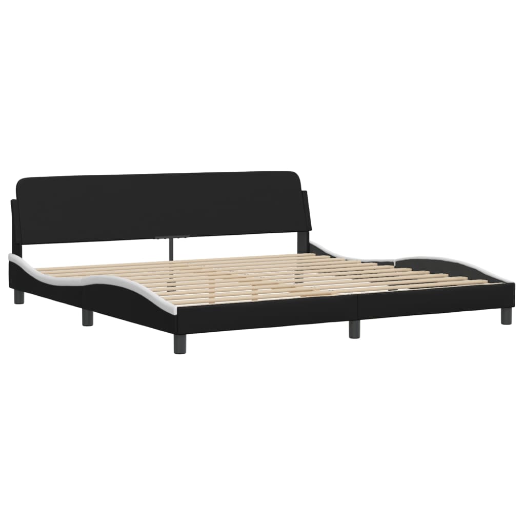 fekete és fehér ágykeret Viana LED-ekkel matrac nélkül 200x200 cm