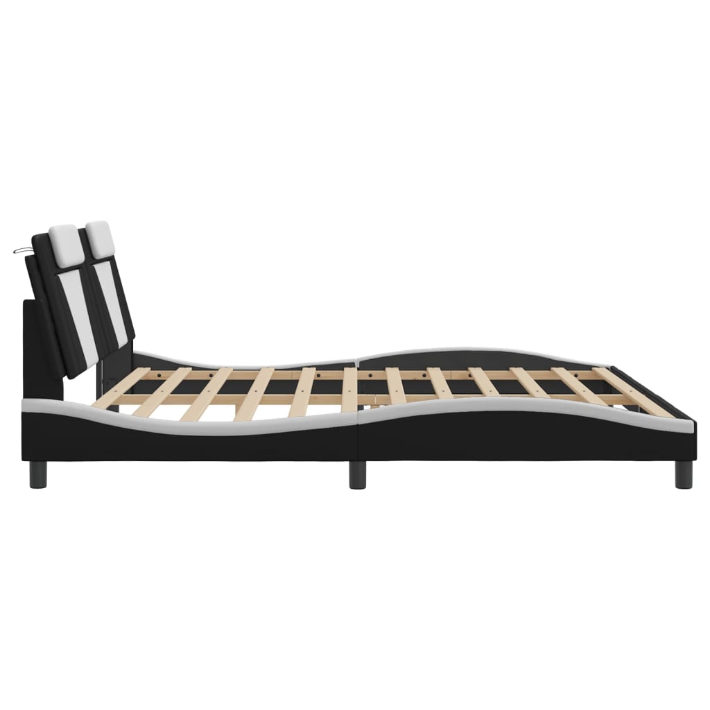 fekete és fehér ágykeret Viana LED-ekkel matrac nélkül 200x200 cm