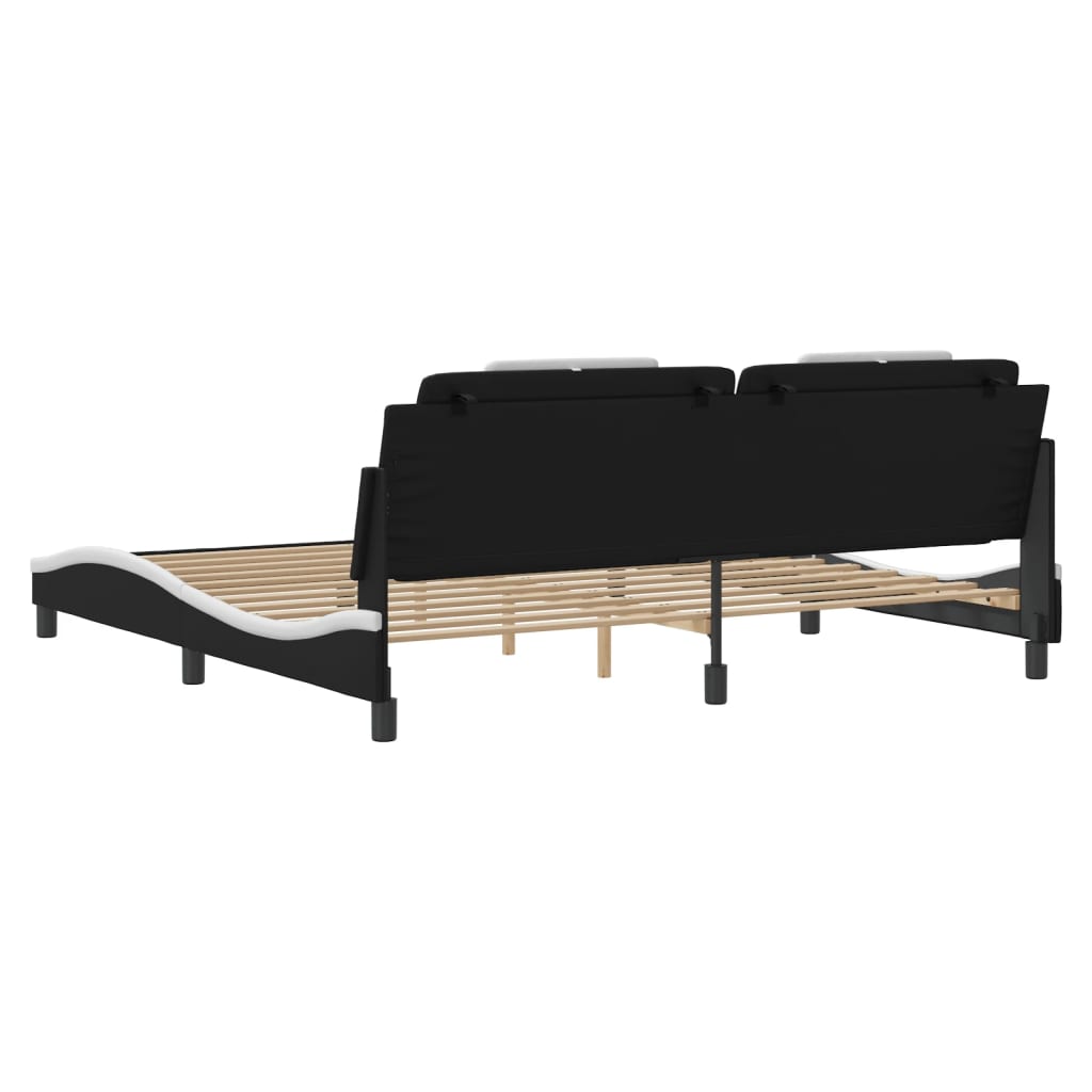 fekete és fehér ágykeret Viana LED-ekkel matrac nélkül 200x200 cm
