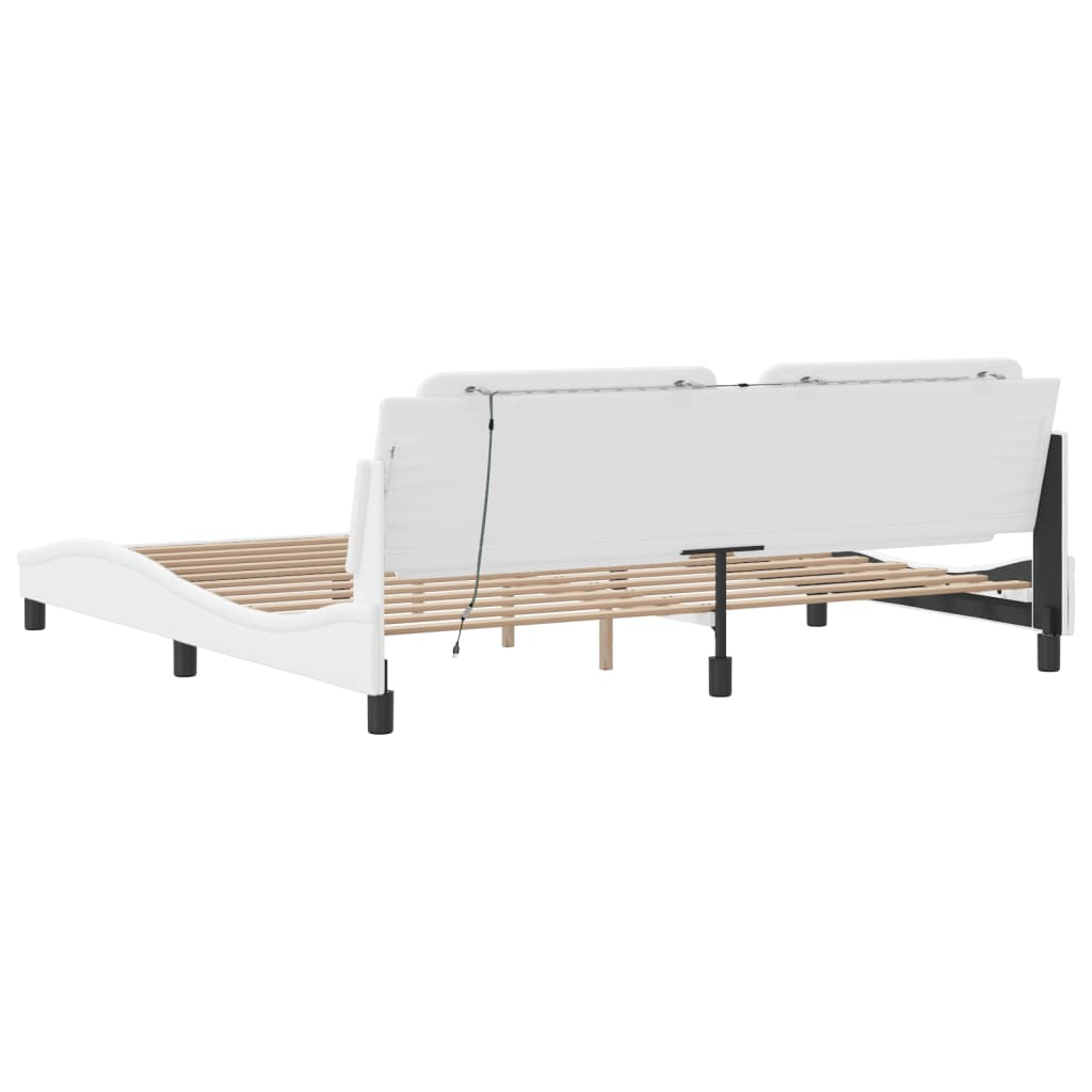 fehér ágykeret LED-ekkel matrac nélkül Zadar 200x200 cm