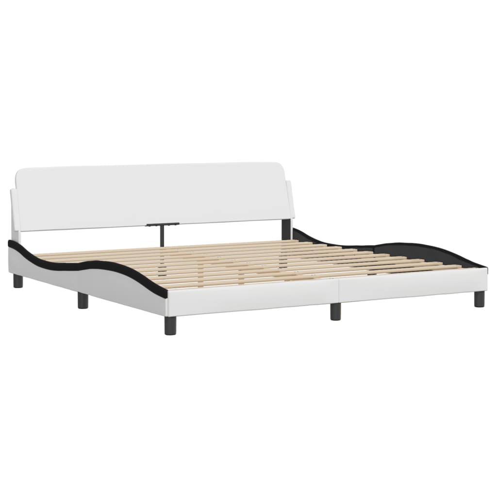 fehér és fekete ágykeret LED-ekkel matrac nélkül Zadar 200x200 cm