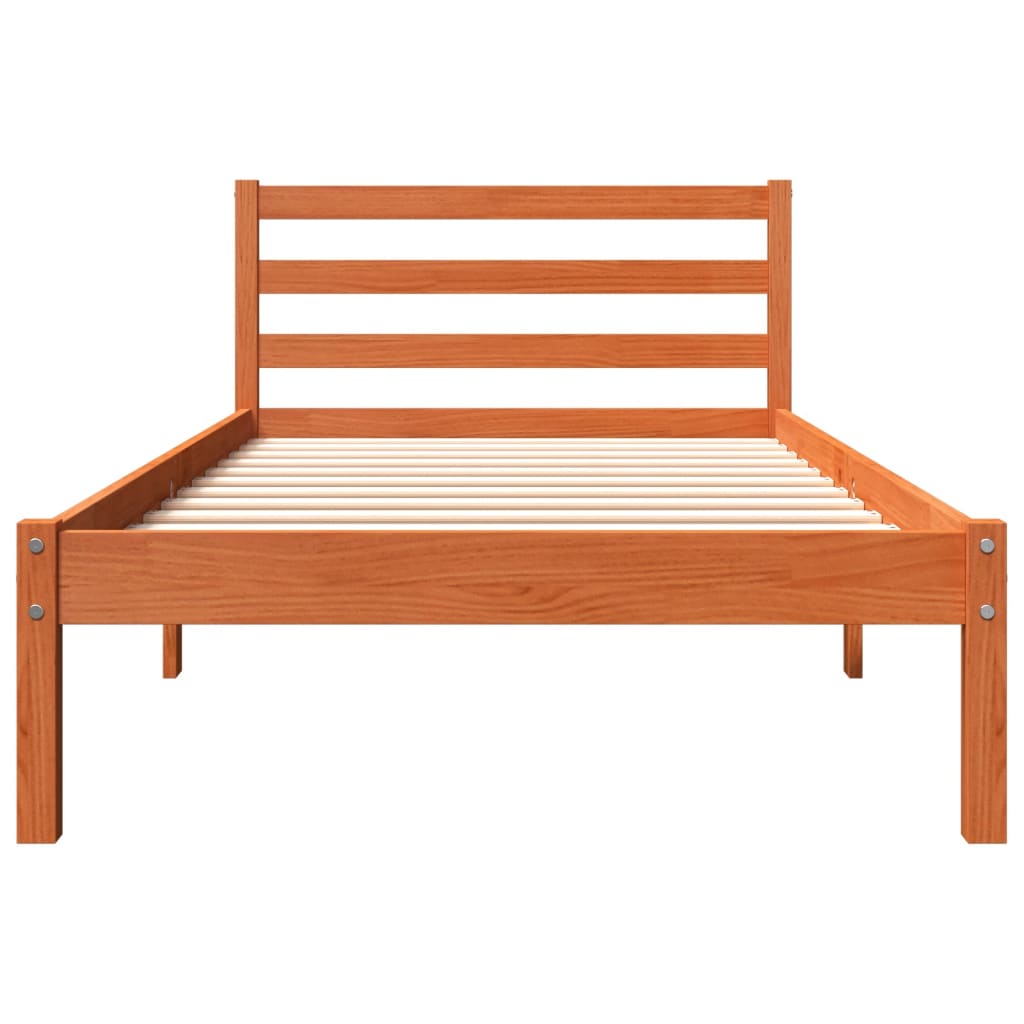 viaszbarna tömör fenyőfa ágy matrac nélkül 75 x 190 cm