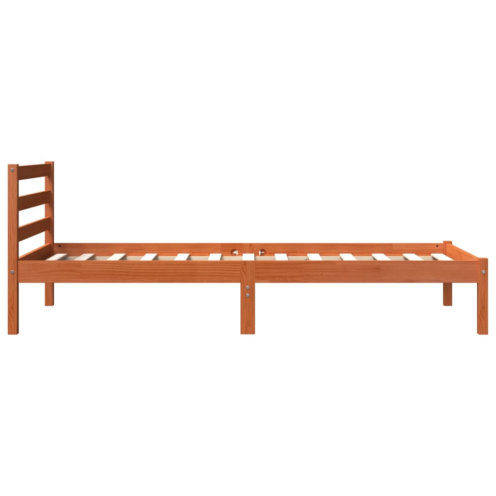 viaszbarna tömör fenyőfa ágy matrac nélkül 75 x 190 cm