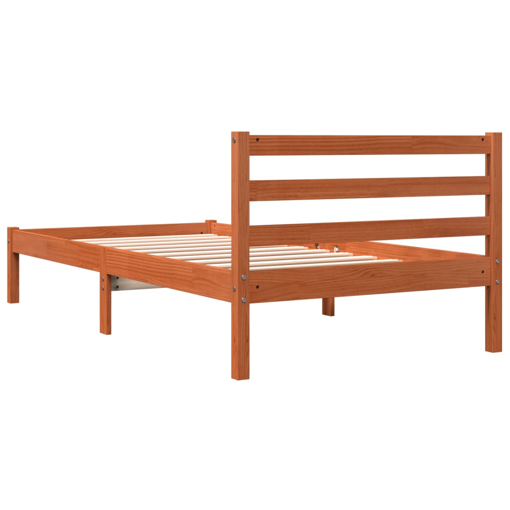 viaszbarna tömör fenyőfa ágy matrac nélkül 75 x 190 cm
