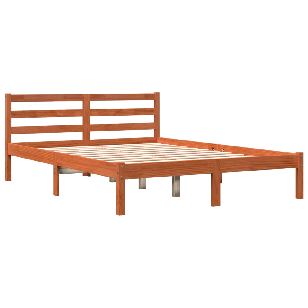 viaszbarna tömör fenyőfa ágy matrac nélkül 120 x 190 cm