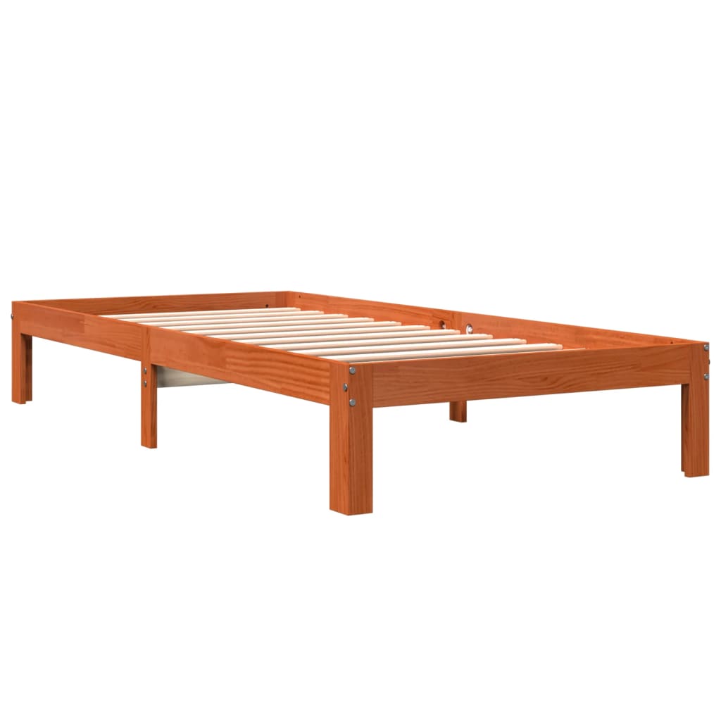 viaszbarna tömör fenyőfa ágy matrac nélkül 75 x 190 cm