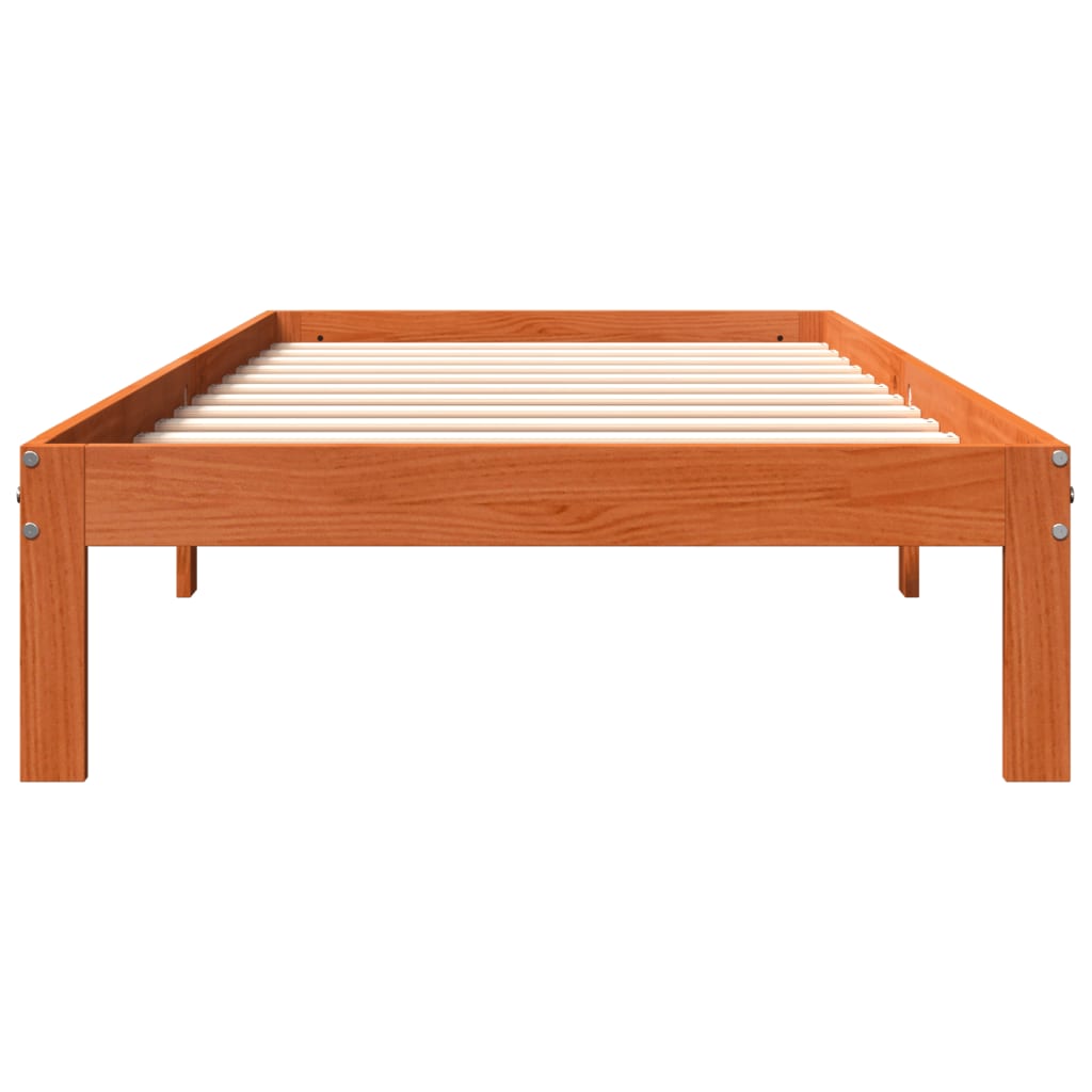 viaszbarna tömör fenyőfa ágy matrac nélkül 75 x 190 cm