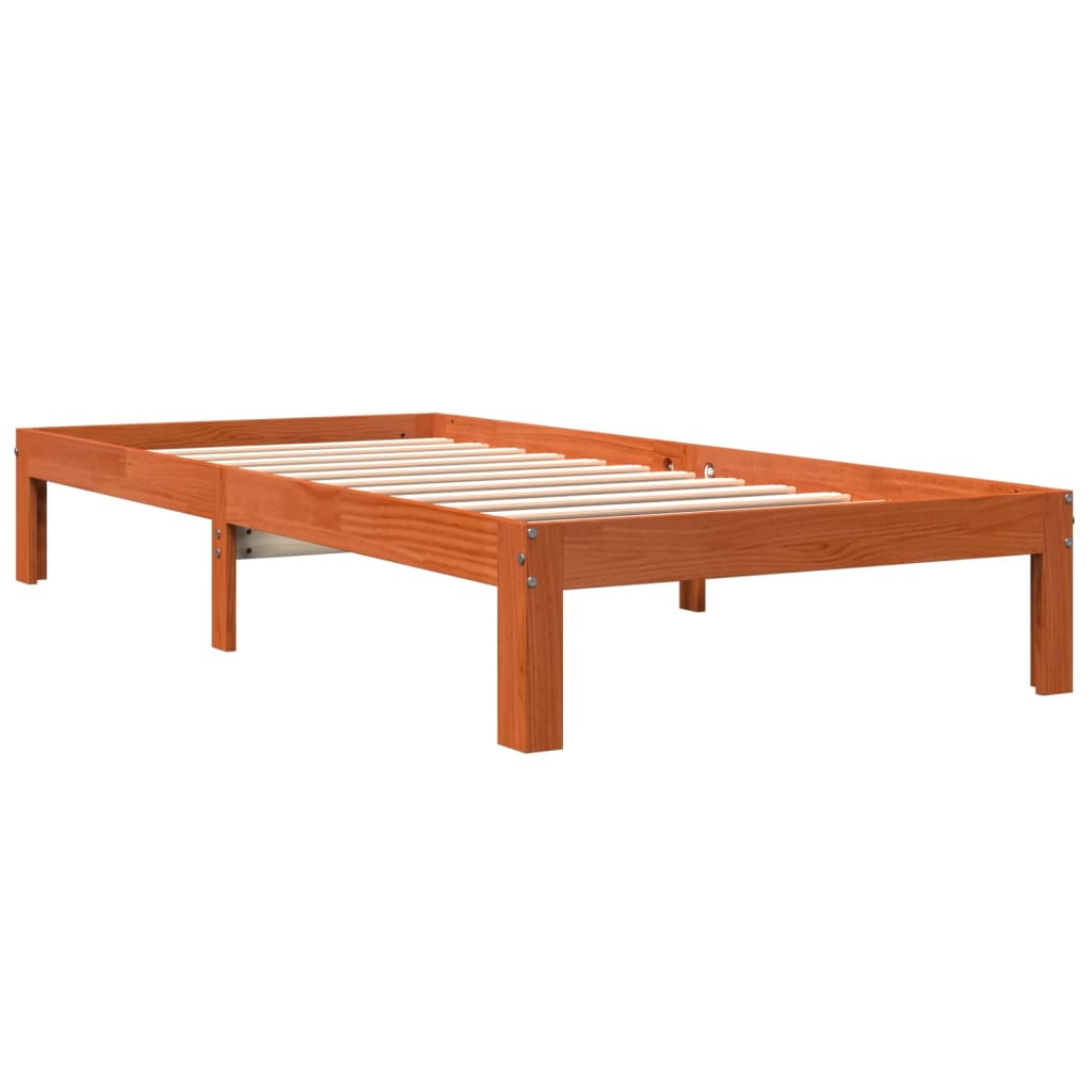 viaszbarna tömör fenyőfa ágy matrac nélkül 75 x 190 cm
