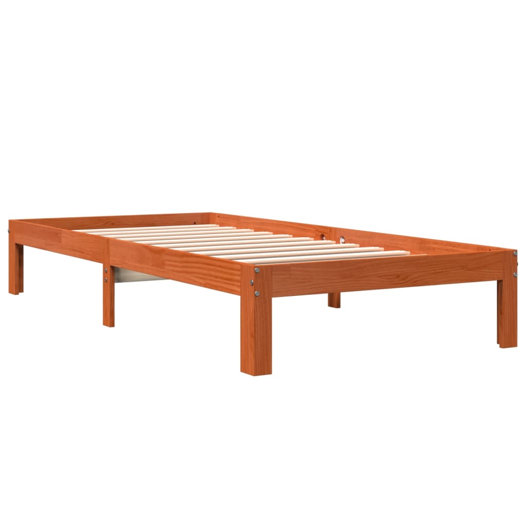 viaszbarna tömör fenyőfa ágy matrac nélkül 90 x 190 cm